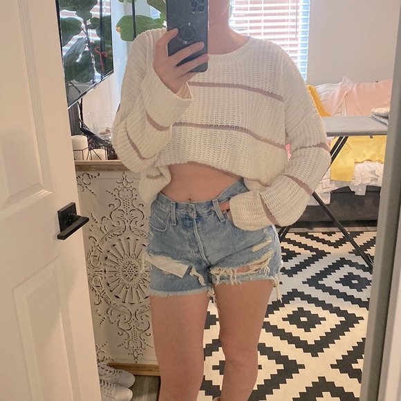 Oversized white stripes sweater - Picture 6 of 8